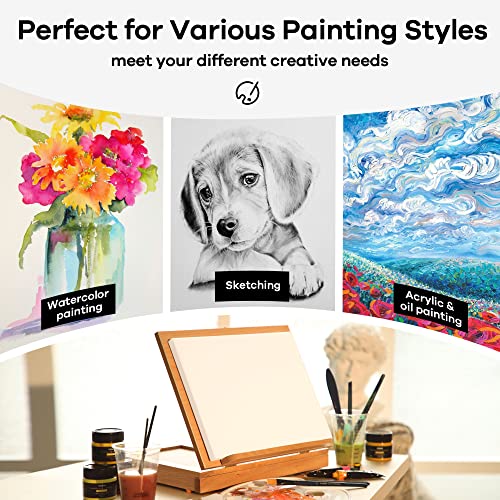 VISWIN Tabletop Easel with Storage Drawer & Palette, Adjustable Portable Beech Wood Sketch Box Table Top Easel for Painting, Desktop Travel Art Easel for Adults, Artists, Students - size: With 1 drawer & wood palette