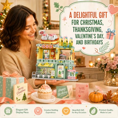 City Restaurant Building Set, Modular City Architecture Display Model Kit, Gifts for Adults (818 Pcs) - color: Mint