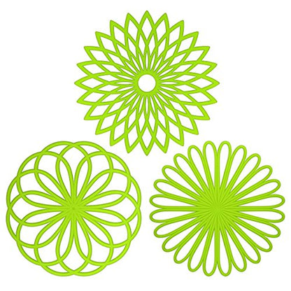 ME.FAN Silicone Trivet Mat - Kitchen Hot Pads for Pots & Dish - Insulated Teapot Trivet - Flexible, Durable, Non-Slip Large Coasters 3 Set Grass Green - color: 3set-grass Green