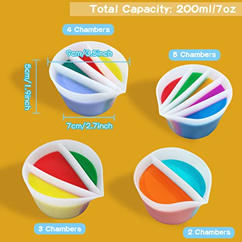 Split Cup for Paint Pouring, Fluid Art Split Cup Acrylic Paint Pour Split Cup Resin Pouring DIY Making Painting Tools Drawing Accessories Reusable Silicone Split Cup with Dividers - color: 3 Chambers