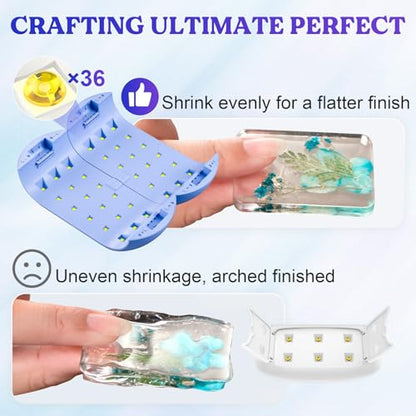 LET'S RESIN UV Curing Light, Double-Sided 365nm UV Lamp for Resin Crafts, Jewelry Making & DIY Kits, 36 LED Beads UV Resin Curing Machine with 2/3/5 Min Timer for Molds & Craft Workstation - color: Light Blue