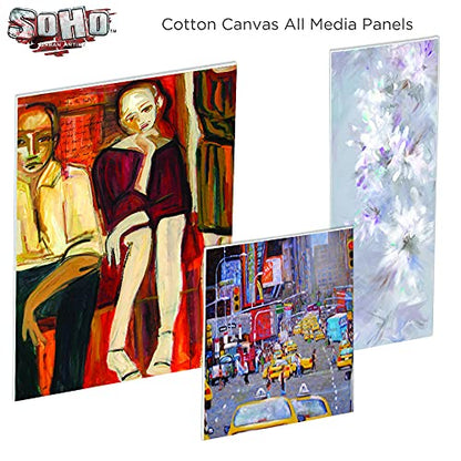 SoHo Artist Cotton Canvas All Media Panels - 8x8-3 Pack of Double Primed Cotton Acid-Free Panels Bonded Canvases for Paintings, Artwork and More - size: 8x8