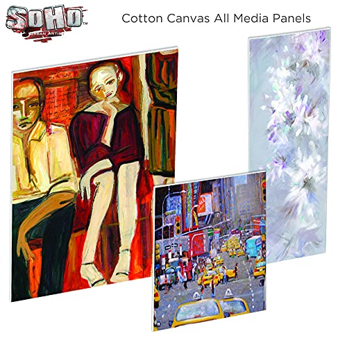 SoHo Artist Cotton Canvas All Media Panels - 6x6-3 Pack of Double Primed Cotton Acid-Free Panels Bonded Canvases for Paintings, Artwork and More - size: 6x6