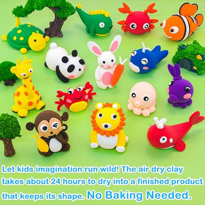 LanMa Air Dry Clay Kit for Kids, 12 Pack Sea Animal Air-Dry Art Kits with Ultra Light & Soft Modeling Clay, Instructions, Sculpting Tools, Christmas Birthday Gifts for Boys Girls - color: Sea Animals