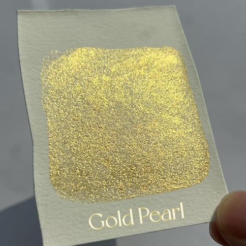 Handmade Watercolors - Metallic Glitter Paints Gold Pearl - Full Pans Premium Pigment Water Color for Artists, Students, Hobbyists, Calligraphers - color: Gold Pearl (Full Pan)