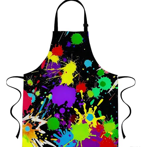 Mexican Floral Apron with 2 Pockets, Adjustable Apron for Cooking Baking BBQ Painting, Gifts for Women Men - color: Black-modian