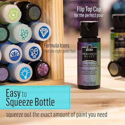 FolkArt Acrylic Multi-Surface Dragonfly Glaze Multi-Surface Paint (2 oz), 44384, Blue-Green-Gold - color: Blue-Green-Gold