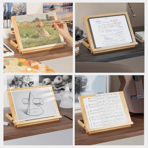 LUCYCAZ Tabletop Easel for Kids, Lightweight Art Easel for Painting, Beechwood Portable Easel Stand for Artists, Adjustable Angle Drawing and Sketching Board to Hold Book or Cookbook for Adults - style: Tabletop Easel