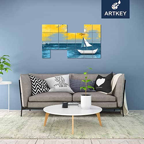 Artkey Mini Canvas, 2x2 inch 24-Pack Small Canvases for Painting, 100% Cotton 2/5 Inch Profile Square Canvas Painting Canvas for Acrylics Oil Watercolor Painting & Signs Crafts
