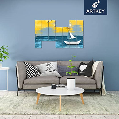 Artkey Mini Canvas, 2x2 inch 24-Pack Small Canvases for Painting, 100% Cotton 2/5 Inch Profile Square Canvas Painting Canvas for Acrylics Oil Watercolor Painting & Signs Crafts