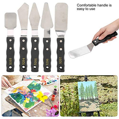 5pc Palette Knives Set, Stainless Steel Spatula Painting Knives for Oil Canvas Acrylic, Artist Palette Knife Oil Painting Accessories