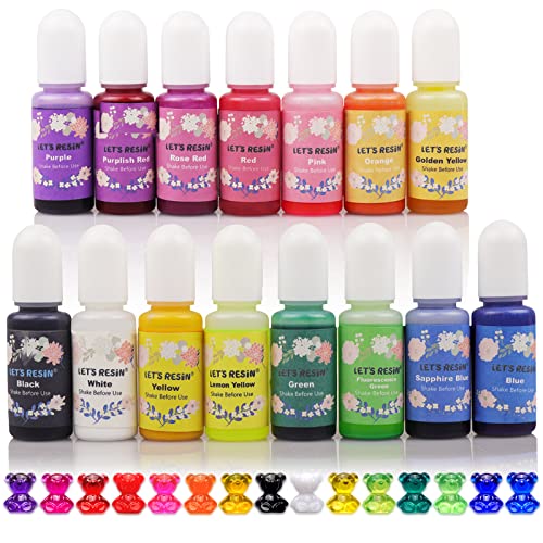 LET'S RESIN Epoxy Resin Dye,15 Color Translucent Epoxy Resin Pigment | Odorless Concentrated Resins Paint Each 0.35oz,Liquid Resin Colorant for Resina Coloring,Resins Molds - size: 15 Colors