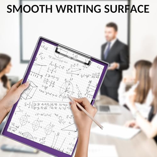 Sooez Clipboard with Storage, Heavy Duty Cleaview Clip Boards 8.5x11 with Dual Storage, Dry Erase Plastic Nursing Clipboard, High Capacity Clipboards Folder for Teacher Nurse, School & Office Supplies - color: Purple