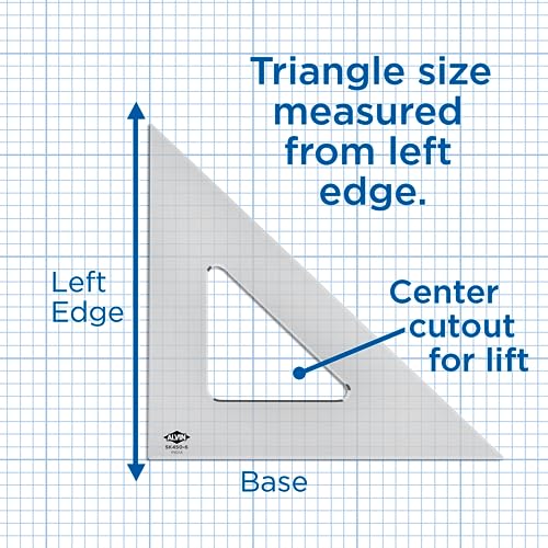 Alvin, SK450-10, 10" Smoke-Tint Triangle Ruler, Math Geometry Tool - 45/90 Degrees - size: 10", style: 45/90 Degree