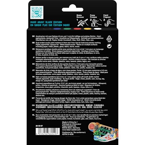 Faber-Castell Shake & Paint Markers: Classic - 6 Count Dual Tip Acrylic Paint Pens, Permanent Fabric and Art Markers, Paint Markers for Wood, Art Supplies - style: Classic