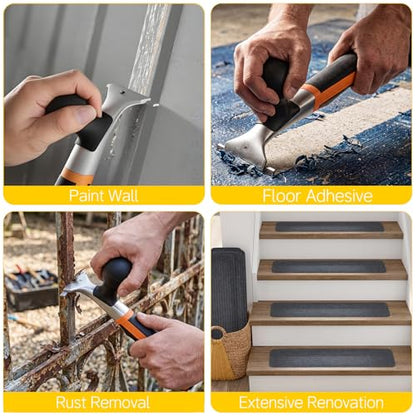 2-1/2" Heavy-Duty Premium Ergonomic Carbide Scraper Tool, Removal on Dry Glaze, Stains, Putty, Scratches, Rust, Paint, Glue, Varnish, Resin, Suitable for Various Surfaces, Wood, Metal, Glass & Floors