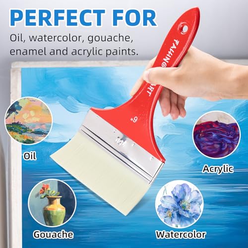 Falling in Art Flat Paddle Paint Brush, Large Scale Brush for Oil and Acrylic Paints, 6 Inch - color: Flat, size: 6''