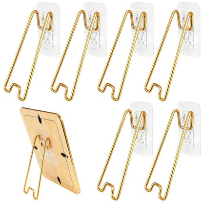 6 Pcs Adjustable Metal Picture Frame Easel Backs,Self Adhesive Photo Frame Stands for Frames,Stainless Steel Easel Back Supports for Photos Paintings Display,(Gold,5.12 ×2.12 Inch) - size: 6PCS Gold 5.12×2.12 Inch