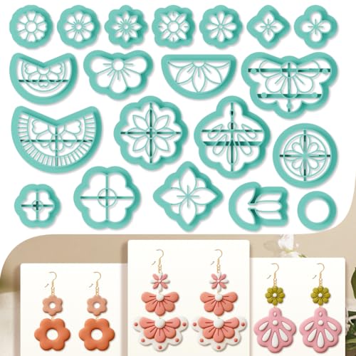 20Pcs Flower Polymer Clay Cutters Petal Clay Earrings Cutters Polymer Jewelry Cutter for Earrings Making Party Festival DIY Supplies - color: Flower