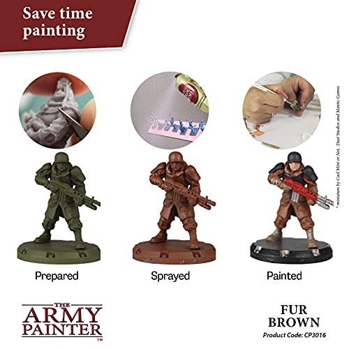 The Army Painter Colour Primer Fur Brown, 400 mL Acrylic Spray Primer, Spray Paint Basecoat for Miniature Priming, Tabletop Roleplaying, Boardgames, and Wargames Miniature Modelling - color: Fur Brown