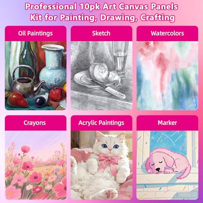 10 Pack 11x14 Canvas Panels for Acrylics & Oils, 100% Cotton, Triple Primed, Acid-Free & Non-Toxic, No Warp, Lightweight Art Boards for Home Decor, Classroom, Gifts, Ideal for Kids, Adults & Artists - size: 11x14" - 10Pack