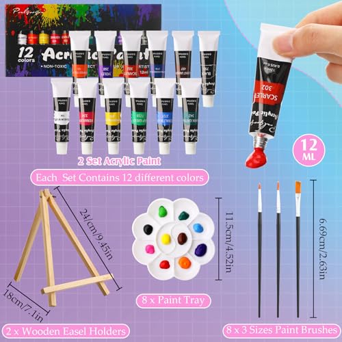 Cholemy 36 Pcs Paint and Sip Kit for Adults 8''x10'' Pre Drawn Canvas for Painting DIY Afro Acrylic Painting Kit Wood Easel Brushes Date Night Bulk for Summer 4th of July Party Gift(Butterfly) - style: Butterfly