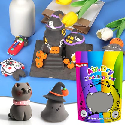 ifergoo Gray Air Dry Clay, DIY Creative Modeling Clay for Kids, Super Light Magic Foam Clay for Kids Age 3-12, Soft, No-Sticky & Non-Toxic, Molding Clay for School Art & Craft Project(Gray 100g/3.5oz) - color: Gray/100g
