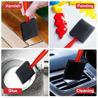HINZIC 5 Pcs 5 Sizes Foam Paint Brushes Plastic Handle Foam Brushes for Staining Varnishes, and DIY Large Area Crafting(4", 3", 2", 1.4'', 1") - size: 5pcs 4", 3", 2", 1.4'', 1"