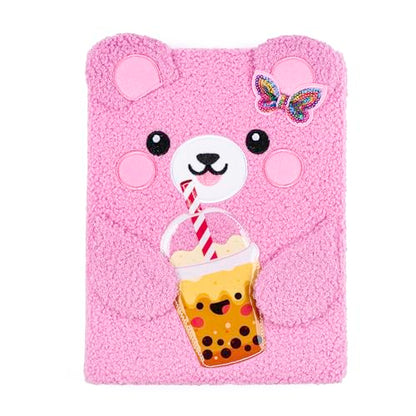 VOTUM Fuzzy Sketch Book: Personalized Artist Sketchbook: Sketching, Drawing and Creative Doodling. Notebook and Sketchbook to Draw and Journal (Pink Bear) - color: Pink Bear