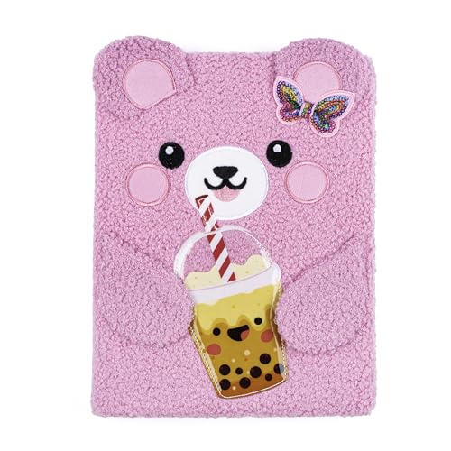VOTUM Fuzzy Sketch Book: Personalized Artist Sketchbook: Sketching, Drawing and Creative Doodling. Notebook and Sketchbook to Draw and Journal (Pink Bear) - color: Pink Bear