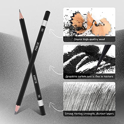 Professional Triangular Drawing Sketching Pencil Set,6H,4H,2H,H,HB,F,B,2B,3B,4B,6B,8B,10B,12B Graphite Shading Pencils Gift for Beginners,ProArtists,Drawing,Drafting,Sketching,Shading(14 Pcs)