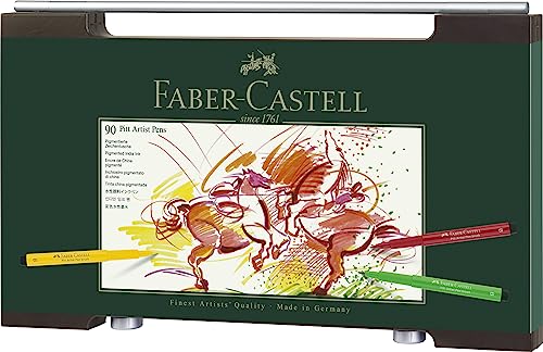 Faber-Castell Pitt Artist Pens Wood Case Gift Set - 90 Pens