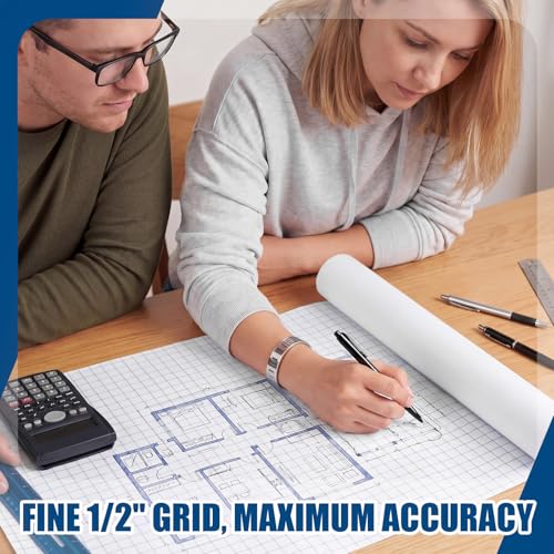 Jetec 1 Roll Large Grid Graph Paper Roll 1/2'' Grid 16.5 Inch x 98ft Math Graph Paper for Journaling Composition Planner Classroom Teaching Drafting Supplies Kids Students Gifts - color: 1/2'' Grid, size: 16.5 Inch X 98ft