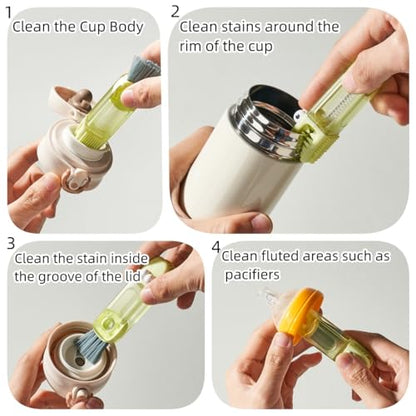 4-in-1 Bottle Cleaning Brush Set, Multifunction Silicone Cup Lid Gap Cleaner, Home Kitchen Crevice Cleaning Tools, 3 Pcs, Multicolor - color: 3 Pcs