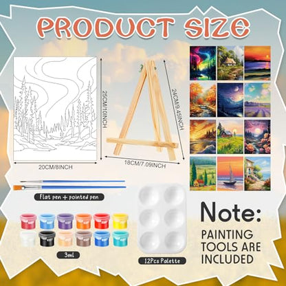 Zhanmai 72 Pcs 12 Sets Sip and Paint Kit Pre Drawn Canvas for Painting 8" x 10" Paint Party Canvas Painting Pre Printed Canvases for Party Favor DIY Virtual Adult's Date Night(Natural Scenery) - style: Natural Scenery