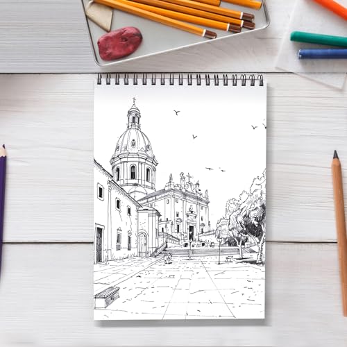 Crehatos 9" x 12" Sketch Book, Top Spiral Bound Sketch Pad, 100 Sheets 68lb/100gsm Drawing Paper, 1 Pack - size: 9" x 12" (1 Pack)