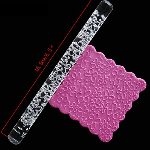 Rengue Acrylic Rolling Pin with 28 Patterns, Compliant Material, Comfortable Grip, 16 X 1 Cm, Lightweight for Dough and Pastry Acrylic Rolling Pin with 28 Patterns, Nan Kitchen (#5) - size: 51018 flowers