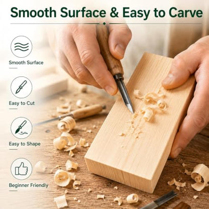 Unfinished Wood Blocks for Carving, 4 Pcs 3 x 8 x 1 Inch Solid Wood Blocks for Whittling, Engraving, Painting and DIY Crafts - size: 3x8x1 Inch