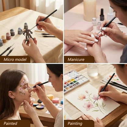 11-Piece Detail Paint Brushes Set, Triangular Grip Fine Tip Brushes, Small Paint Brush for Watercolor, Acrylic, Oil, Face, Model, Nail Art, Miniature Painting, Synthetic Bristles