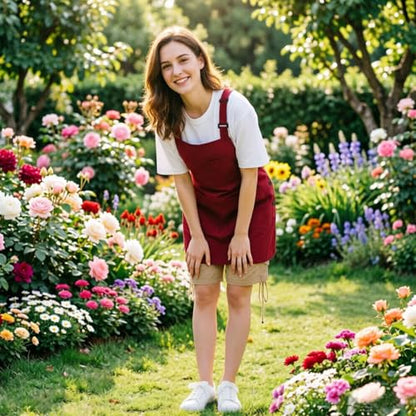 NEWGEM Waterproof Apron with Pockets for Women Cooking Painting Baking Gardening - color: 6 Pockets Burgundy