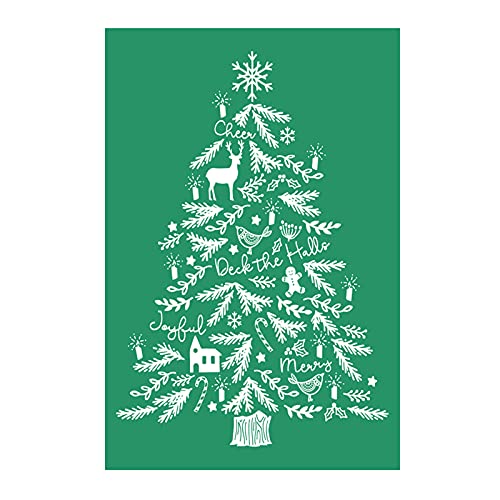 JAJADO Self-Adhesive Christmas Silk Screen Stencils, Reusable Mesh Transfers Adhesive Chalk Paste Stencils Painting on Wood, DIY Home Decor Fabric, T-Shirt, Chalkboard, Furniture, Craft Home Decor - color: Christams Tree 12*18 inches