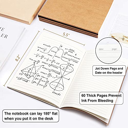 feela 15 Pack A5 Kraft Notebooks, 60 Lined Blank Pages Travel Journal Bulk, Soft Cover Notebooks for Women Girls Students, Making Plans Writing Memos Office School Supplies, 8.3 X 5.5 in - style: Lined-15 Pack