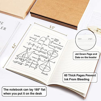 feela 15 Pack A5 Kraft Notebooks, 60 Lined Blank Pages Travel Journal Bulk, Soft Cover Notebooks for Women Girls Students, Making Plans Writing Memos Office School Supplies, 8.3 X 5.5 in - style: Lined-15 Pack