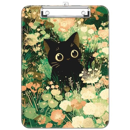 Plastic Cute Clipboard Low-Profile Metal Clip, A4 Letter Size 9 x 12.5 in, 8.5 x 11 Paper Clip Board for Teachers, Nurses, Classroom,Cute Cat - color: Cute Cat