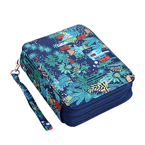 Zippered Pencil Case-72 Slots Handy Pencil Holders with Printing Pattern for Watercolor Pens or Markers, Pencil Case Organizer for Artist - color: Jungle