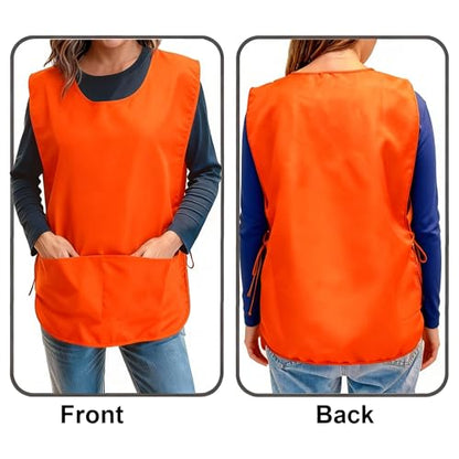 Large Smock Cobbler Apron for Men & Women, Adjustable Side Ties & 2 Pockets - color: Orange
