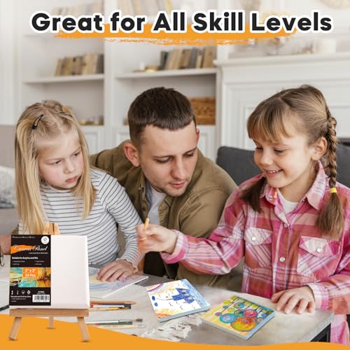 CONDA Mini Stretched Canvas for Painting, 3x3 Inch 24 Packs of Small Canvases for Kids and Art Supplies, 100% Cotton Primed Canvas, 2/5 Inch Profile Value Bulk Pack for Acrylics, Oils Painting - size: 3x3 inch, 24 Pack