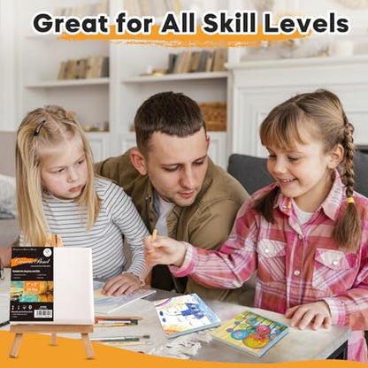 CONDA Mini Stretched Canvas for Painting, 3x3 Inch 24 Packs of Small Canvases for Kids and Art Supplies, 100% Cotton Primed Canvas, 2/5 Inch Profile Value Bulk Pack for Acrylics, Oils Painting - size: 3x3 inch, 24 Pack