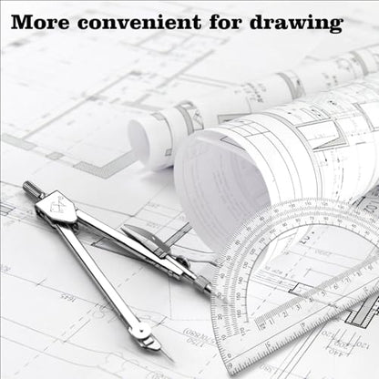 Students Geometry Math Set, Drawing Compass and 6 Inch Transparent Swing arm Protractor 180 Degree Math Protractor (Transparent) - color: 1-transparent
