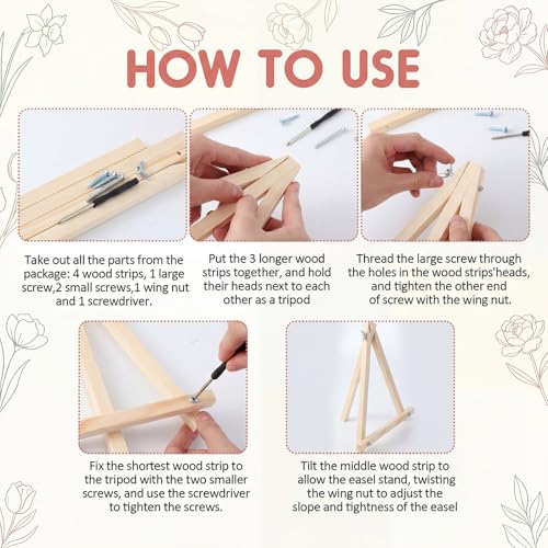 YooNotee 6 Pack Book Paint by Numbers Kit on Canvas with Wooden Easels & Brushes, 8x8 Inch Halloween Canvas Art Set for Adults DIY Flowers Acrylic Painting for Home Wall Decor - style: Book